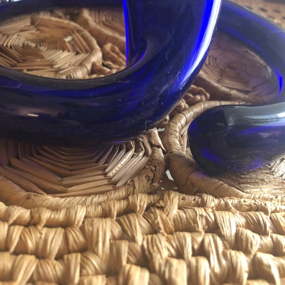 Handblown Large Flowering Cobalt Blue Coiled Vase Mid-Century Modern - Picture 8 of 14